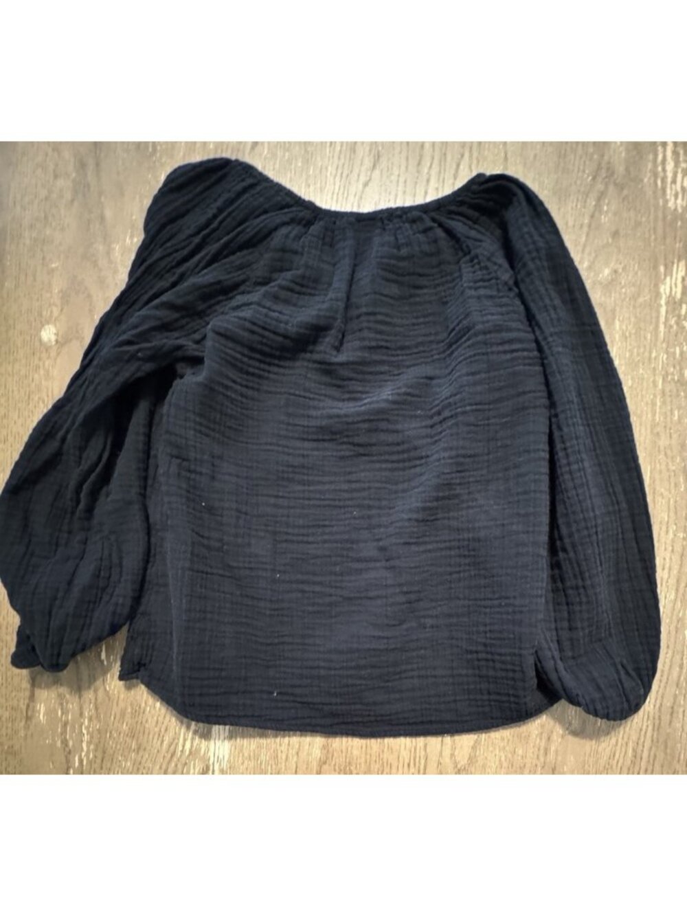 Old Navy Women Long Balloon Sleeve XS Black Gauze Henley Shirt Top - Picture 11 of 11